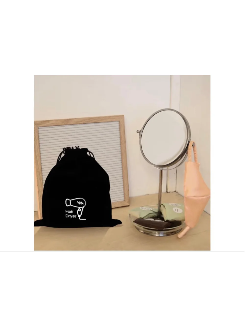 NEW Fleece Hair Dryer Bag Drawstring Storage Pouch